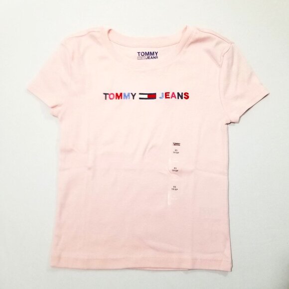 Tommy Hilfiger Women's Tommy Jeans Cropped T-shirt Embroider‎ Cotton Crew Neck - Picture 1 of 3